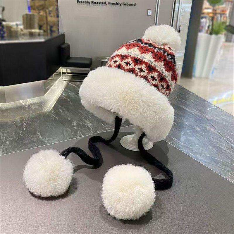 Wool hat female retro cute versatile face small knitted hat winter riding warm ear protection