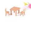 Miniature Wooden Table and Chair Set for Dollhouse Accessories Rustic Style Furniture for DIY Decoration Projects