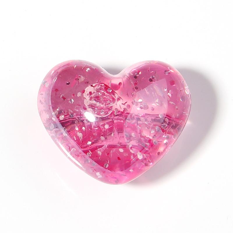 10Pcs/Lot 24×20mm Acrylic Beads For Jewelry Production Colored Heart Shape Hole Size 3.8mm Beads Diy Handmade Charm Headrope