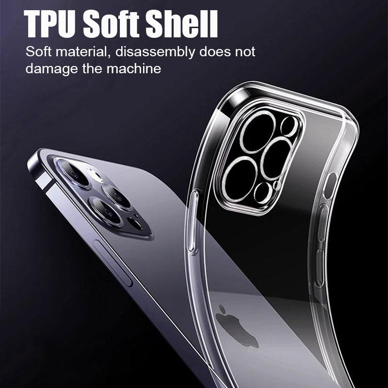 Clear Phone Case For iPhone 17 16 15 14 Pro Max Plus 16E 17 Air Silicone Soft Cover For iPhone 11 12 13 Pro Max 13 Mini Case