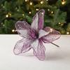 Hollow Artificial Flowers Glitter Xmas Tree Ornaments Christmas Flower  Spring Festival