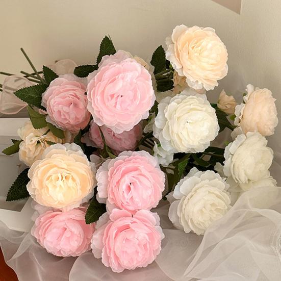 Nep Zijde Pioenroos Kunstbloem voor Vaas 25" Nep Pioenroos Takken met 2 Bloemen En 1 Knop voor Doe-het-zelf Bruidsboeket Bruidsdouche Huis Tafel