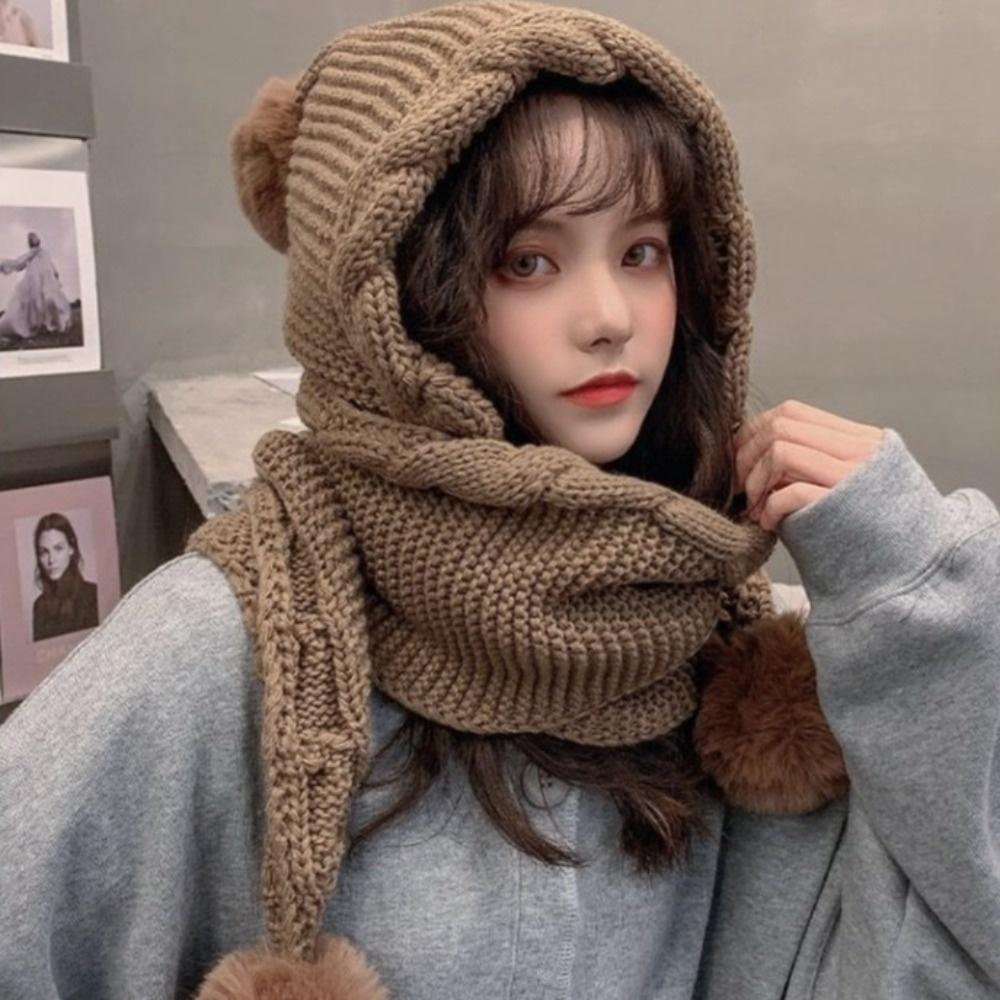Neck Warmer Knitted Hat Scarf Set Twist Neckerchief Fashion Cycling Balaclavas Hat  All-match
