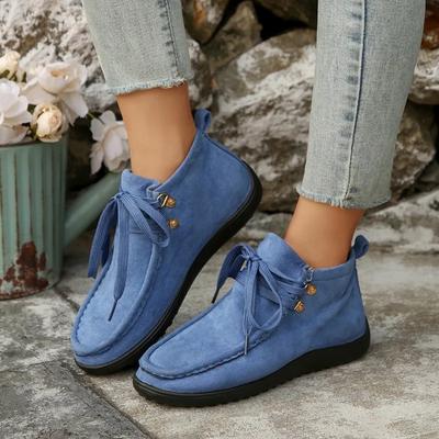 Fashion 2025 New Women's Chunky Sole Casual High-Top Shoes Plus Size Comfortable Flat Lace-Up Anti-Slip Ankle Boots Ladies Sneakers