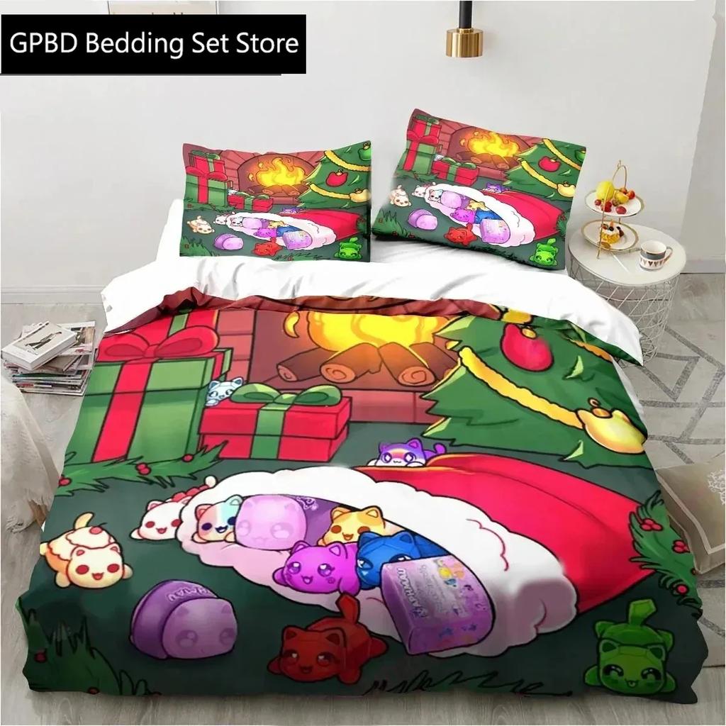 3D Cartoon Game Cute Aphmau with Wings Bedding Set Single Twin Double Queen King Cal King Size Bed Linen Set