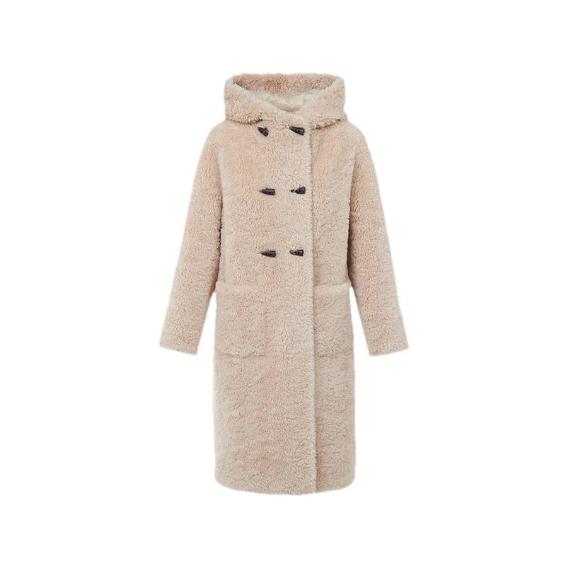 LANGZI Wang Churan Style Hooded 100% Wool Long Coat