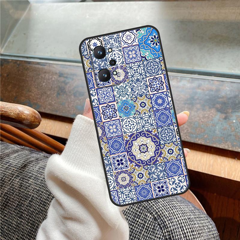 Boho Tile Mosaic Aesthetic Case For Realme 11 12 13 14 Pro Plus C53 C55 C51 C25 C63 C61 C65 C67 C71 C75 GT6 GT7 15 Pro