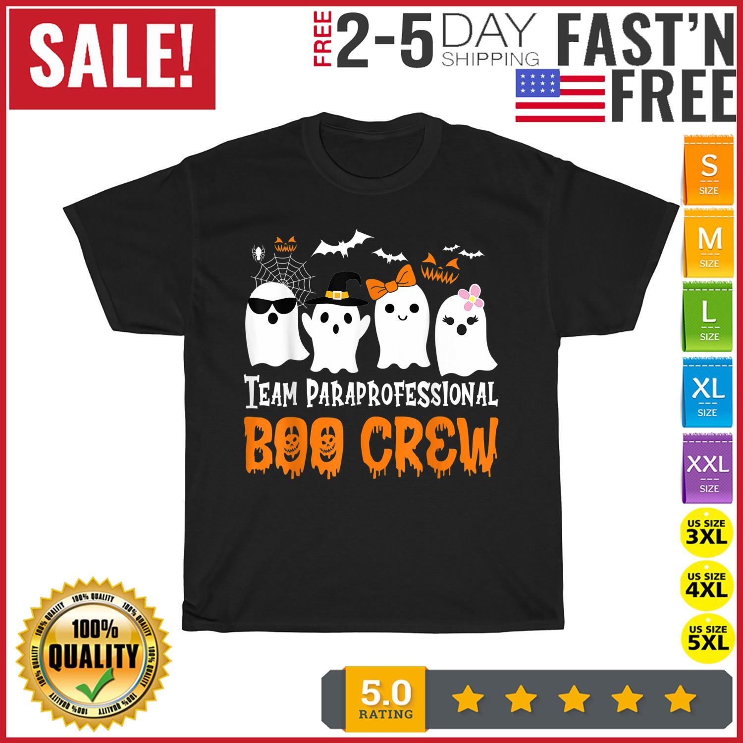 Team Paraprofessional Boo Crew Pumpkin Scary Halloween Vintage T Shirt Mens Womens Tees Top Men Women S