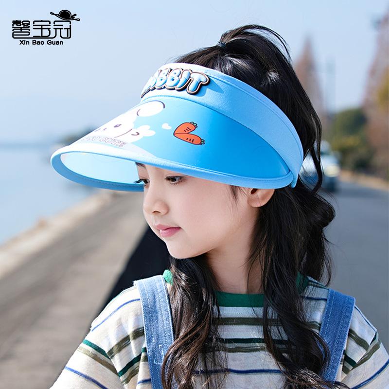 1134 Children's Sunscreen Hat Summer Outdoor Visor Hat Boys and Girls Big Brim Cute Rabbit Empty Top Sun Hat