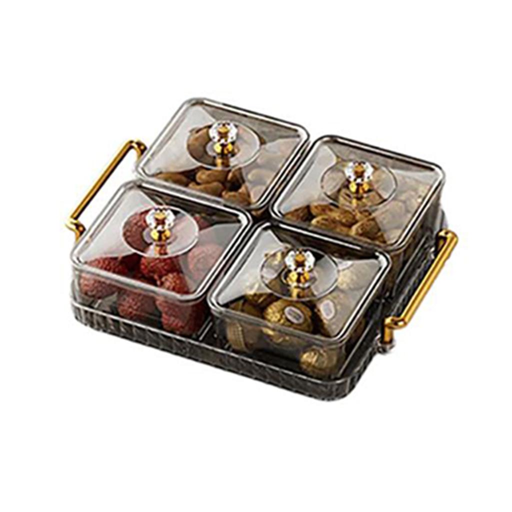 Portable Dried Fruit Tray Candy Storage Box Snack Fruit Tray Nonslip Divided Snack Fruit Tray With Lid Easy To Use