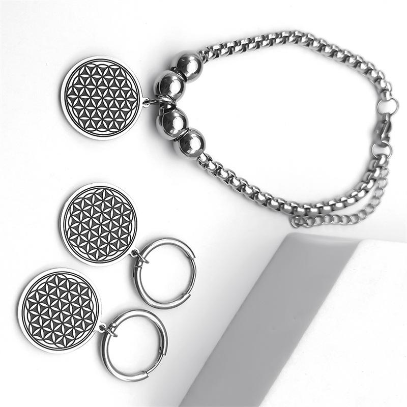 Vintage Lebensblume Halskette Heilige Geometrie Runder Anhänger Herren und Damen Gleicher Trendiger Modeanzug