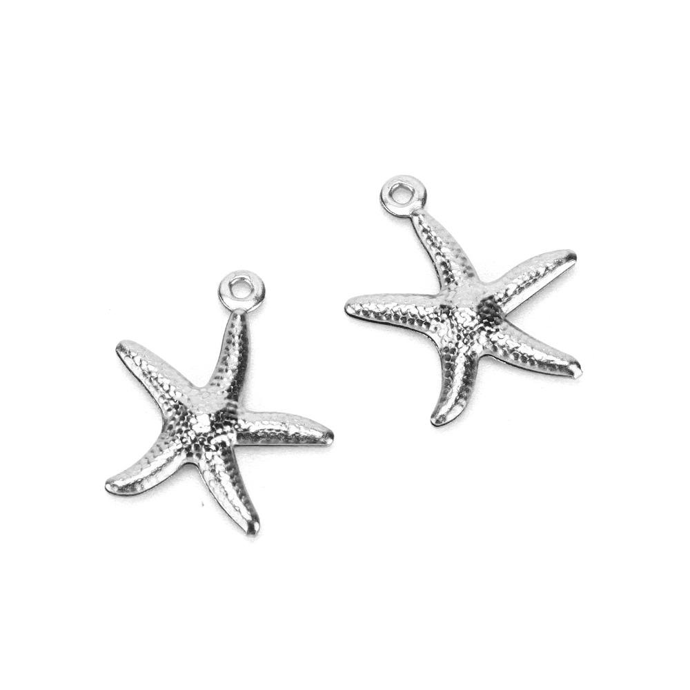50pcs Small Ocean Jewelry Hollow Double Sided Starfish Pendant Beach Jewelry  Necklace Decoration