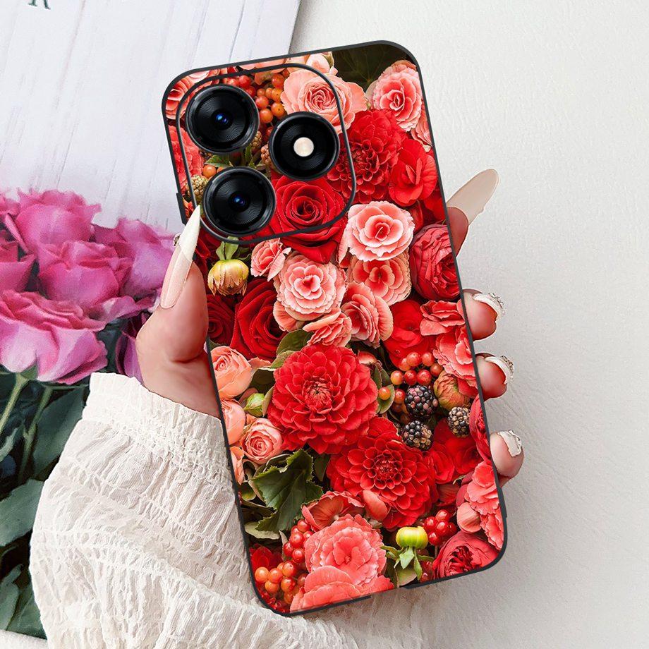 Luxury Matte Silicone Soft Case For Tecno Spark 10c 10 Pro Spark10 4G 5G KI5k KI5q KI7 KI8 Capa Flower Loving Heart Bowknot Etui
