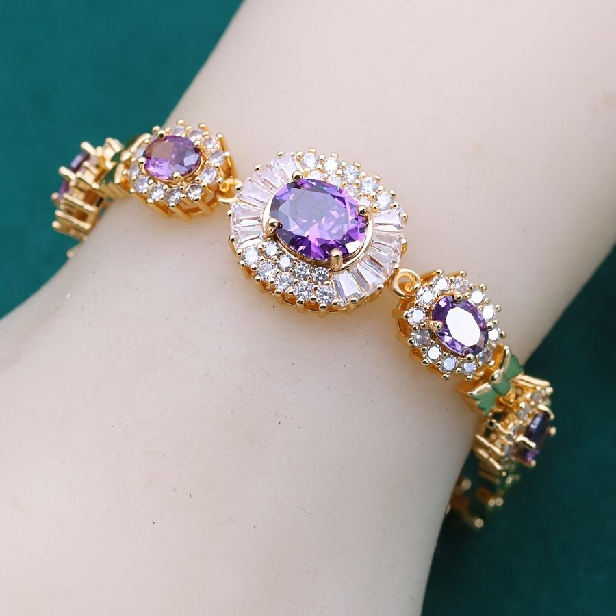 

Classic design heavy industry zircon bracelet European and American fashion exquisite bracelet 2026 18CM фіолетовий
