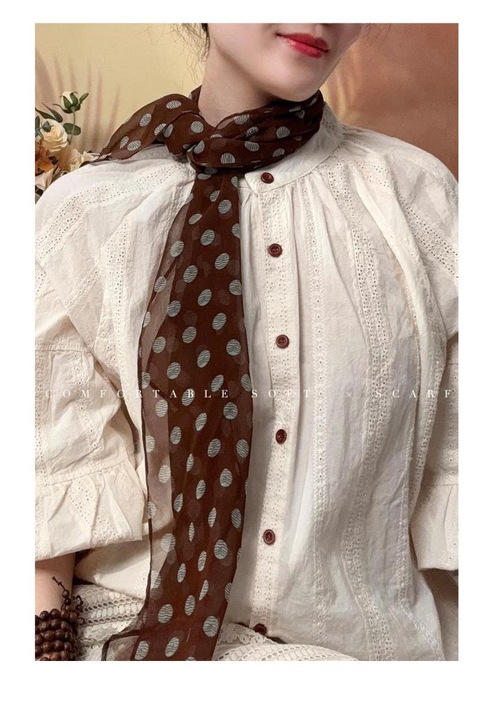 Smart Polka Dot Silk Scarf: Luxury Georgette Mulberry Shawl for Women - Spring/Summer Multifunctional Accessory