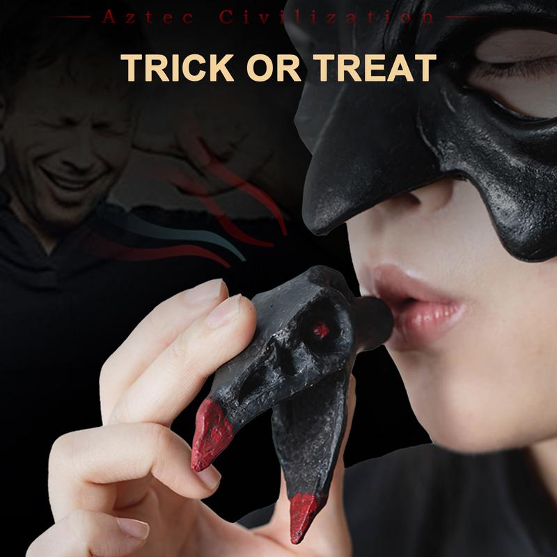 Halloweenová aztécká píšťalka smrti se zvláštním zvukem Píšťalka smrti s zobákem vrány Hlasitá ozdoba píšťalky smrti pro party Hlučná rekvizita Hračky