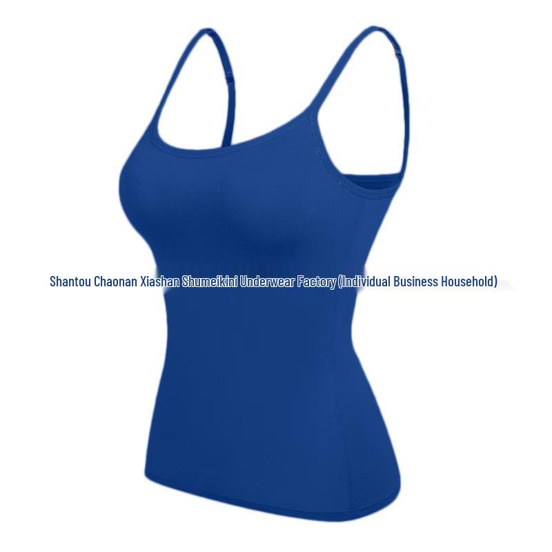 Sleeveless Women's Camisole with Chest Pads - Spaghetti Strap Tank Top, Wire-Free Cup, Ideal As Outerwear Base Layer or Yoga Sportswear