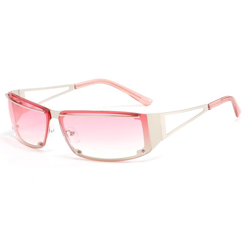 Fashion Square Hollow Frame Y2K Sun Glasses Edge Cut Personality Versatile Sunglasses Female Street Shooting