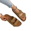 One-word buckle slippers women's new women's shoes large size wear thick-soled cork beach cool slippers