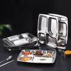 Dinner Plates Staff Fast Food Plates Canteens Divided Portable Platters Thickened Fast Food Box Stainless Steel Material
