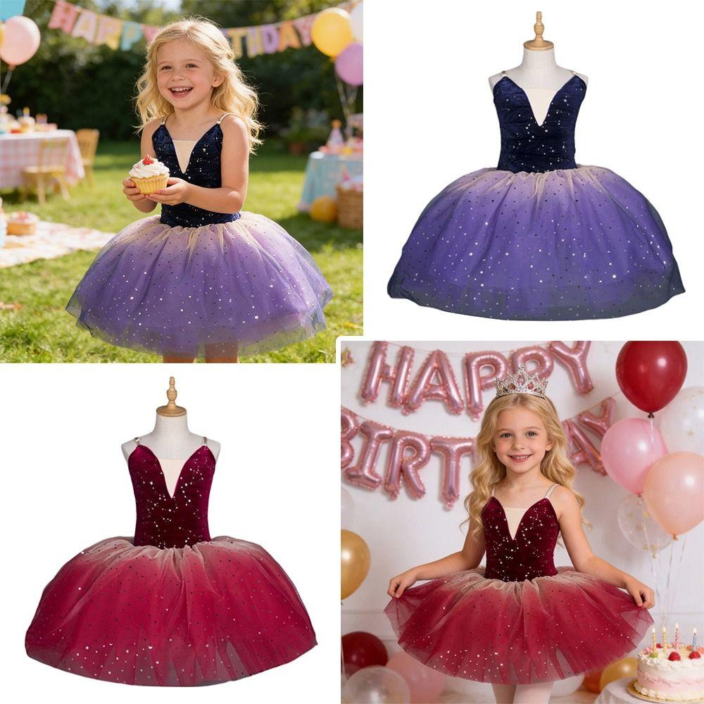 Adjustable Straps Kids Ballet Dress Sequin Princess Dress Fashion Ballet Tutu  Kids Girls