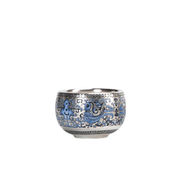 Tao Ding Xuan Blue & White Gilt Silver Teapot Set