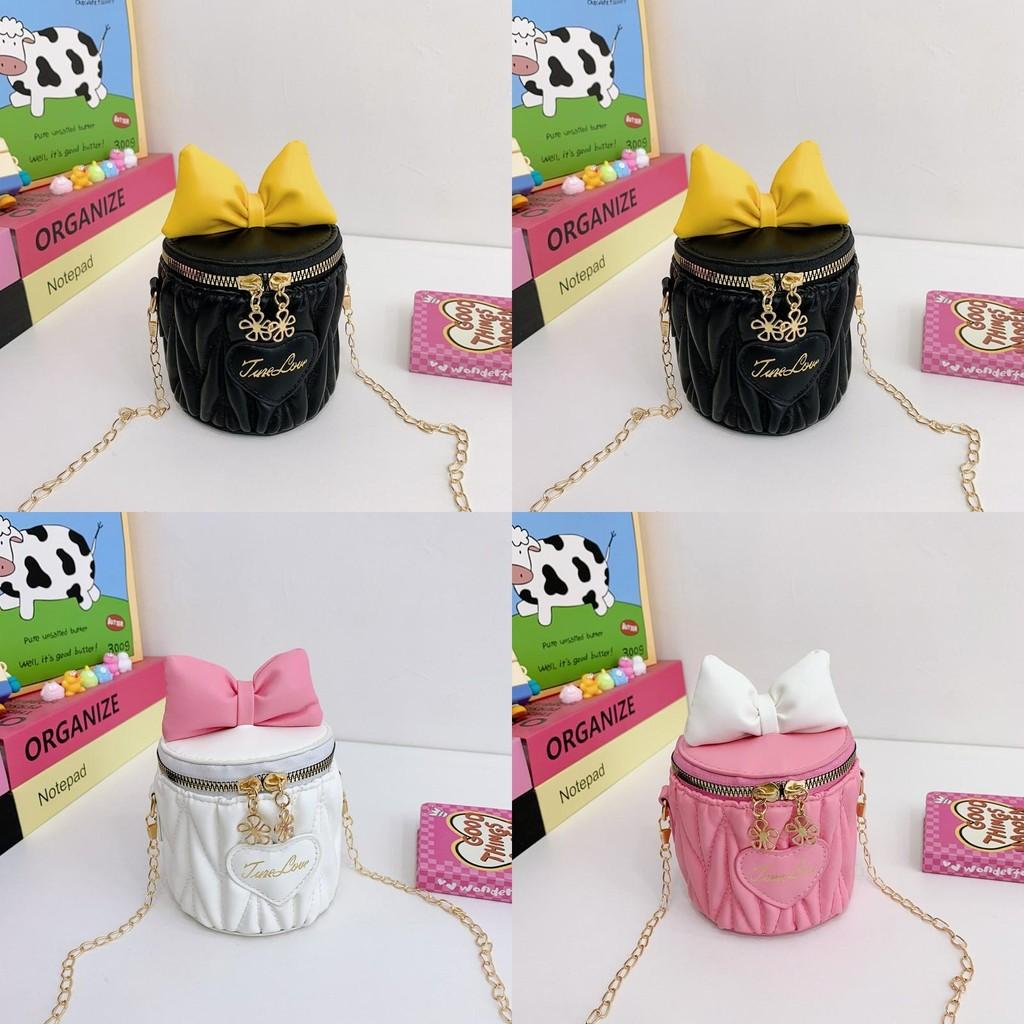 Children Cute Butterfly Knot Pu Water Bucket Bag For Daily Casual Use
