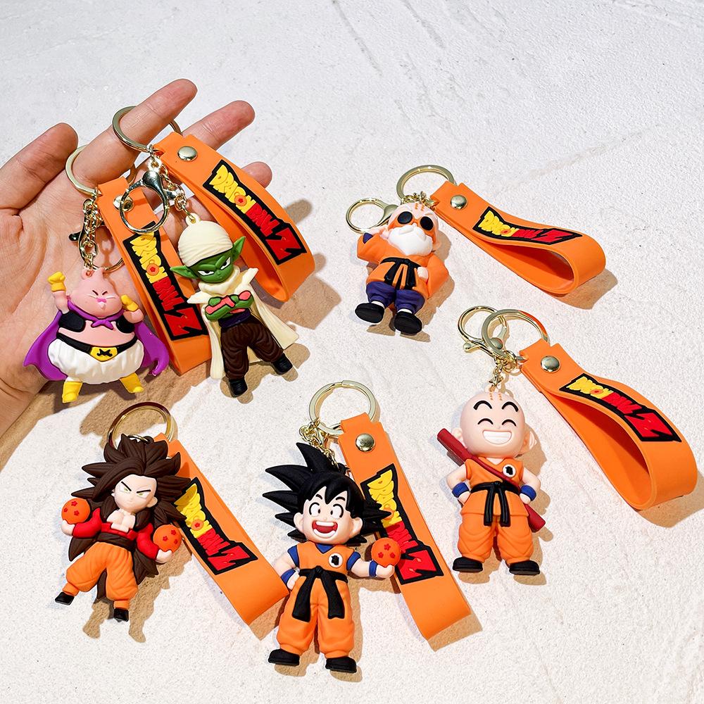 Dragon Ball Z Keychain Anime Super Saiyan Goku Figure Cute Keyring Bag Pendent Car Ornament Key Accessories Kids Toy Xmas Gifts