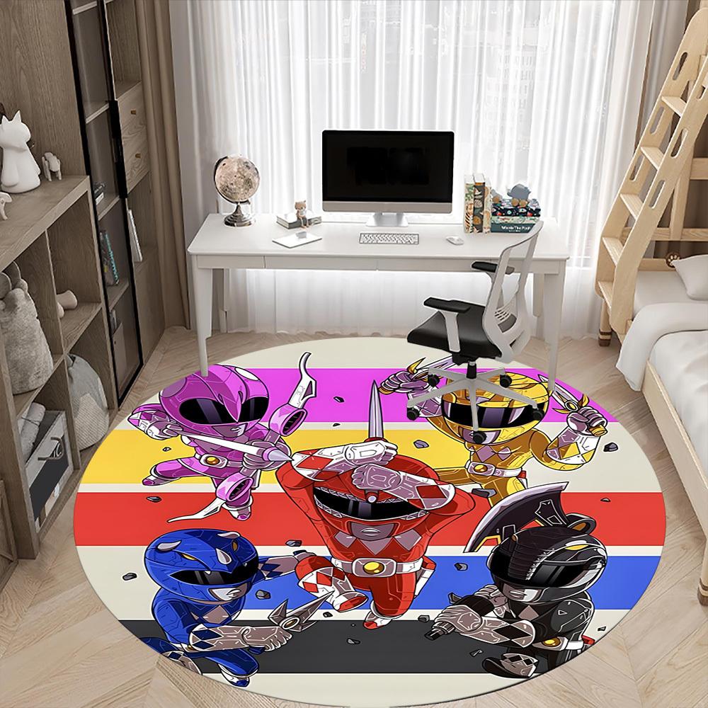 1PC Power Rangers Office Round Rug, Non-slip, Soft and Durable Office Rug for Interior Decoration, Perfect for Office yy250915057