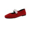 Fashion Fall New Square Toe Suede Soft Sole Non-Slip Sneakers Fashion Lace Bow Flats