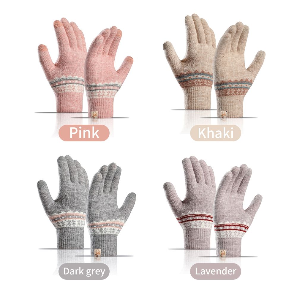 Snowflake Pattern Jacquard Female Gloves Wool Mittens  Gloves Knitted Cashmere Gloves