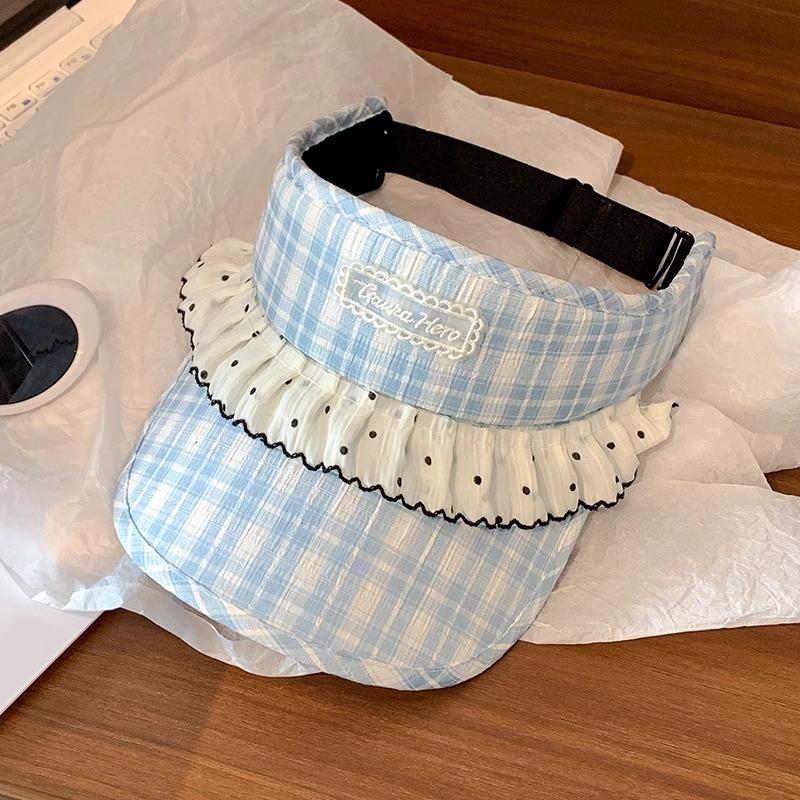 Sweet Lace Plaid Empty Top Hat for Children, Breathable and Versatile In Summer, Small Sunscreen Hat, Sunshade Peaked Cap