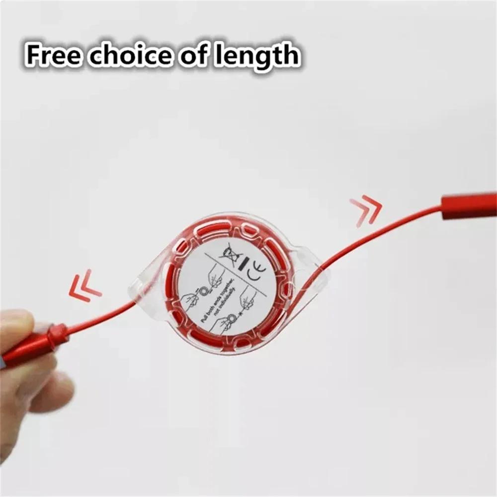 3 in 1 Telescopic USB Cable 3A Fast Charging for Type C Lightning Interfaces Durable PVC Material Portable for Travel Home