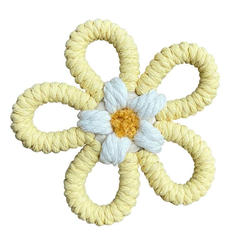 Woven Macrames Colorful Flower Wall Art Decoration for Living Room or Baby Kids Bedroom Nursery Wall Hanging Ornament