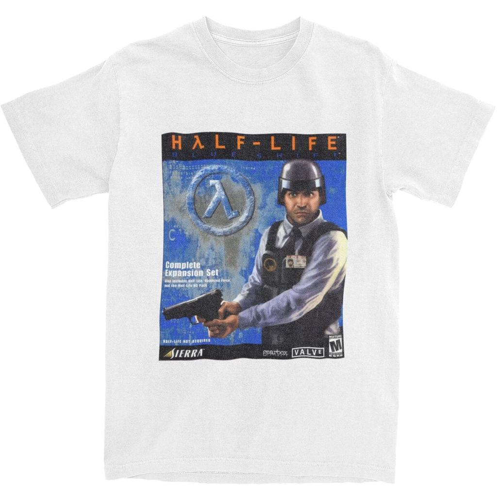Men's Videogames Blue Shift Sierra Box Art 2001 T-Shirts Halfs Lifes Cotton Tees Summer  Short-Sleeved Round Neck Tee Shirt