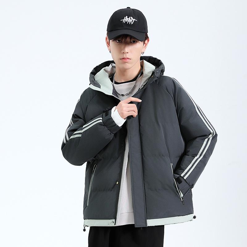 Youth Casual Hooded Cotton-padded Men's Jackets Winter Thickened Warm Hong Kong Style Cotton-padded Jackets Autumn and Winter Cotton-padded Clothes