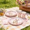 90 Pc Watercolor Easter Themed Party Paper Plates Paper Cups Tissue Paper Straws Disposable Party Tableware Decorations