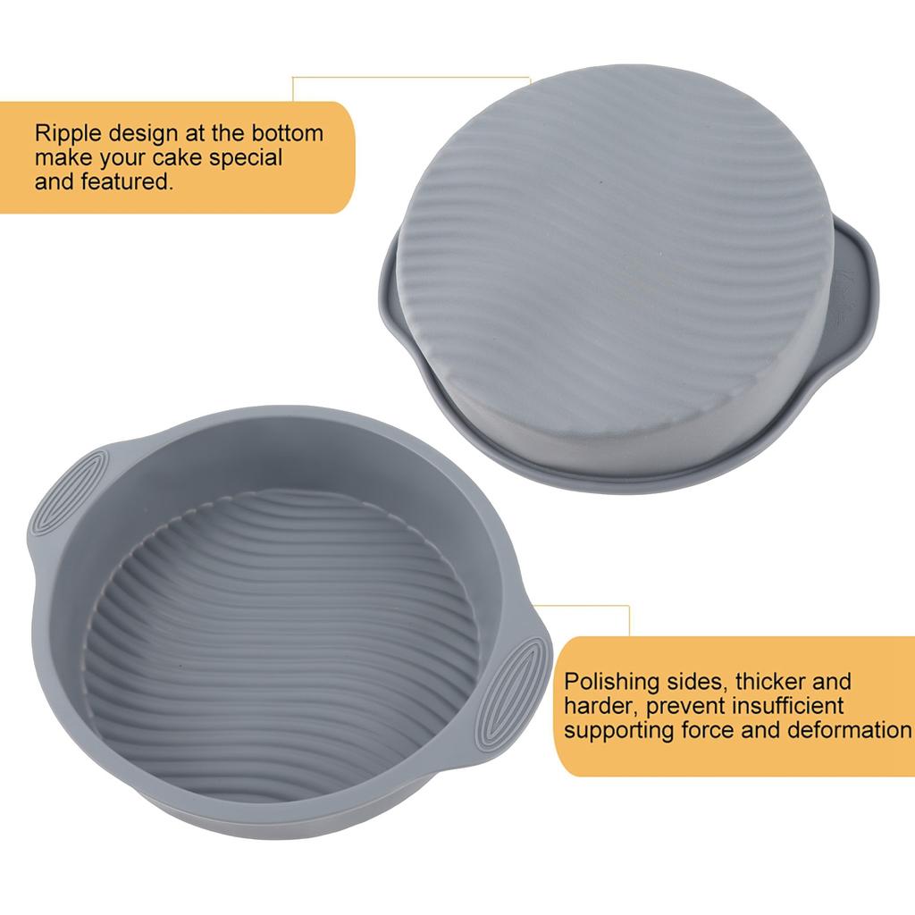 9 Inch Silicone Cake Mold Round Shape Various Baking Pan for Oven (Gray)