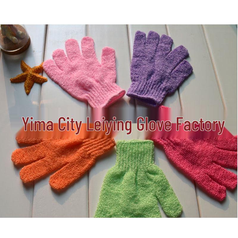 2023 Exfoliační koupací rukavice pro dospělé - Pětiprstová nylonová polyesterová žínka