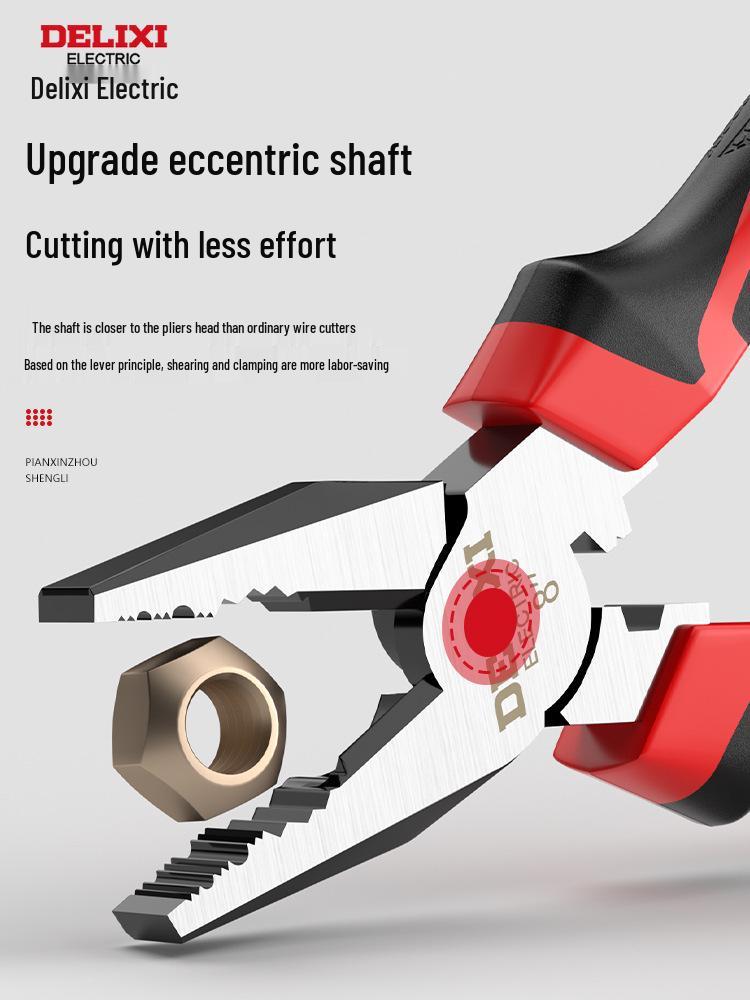 Delixi Electric Multi-functional Needle-Nose Pliers - Steel Wire Angled Pliers for Electricians and Household Use