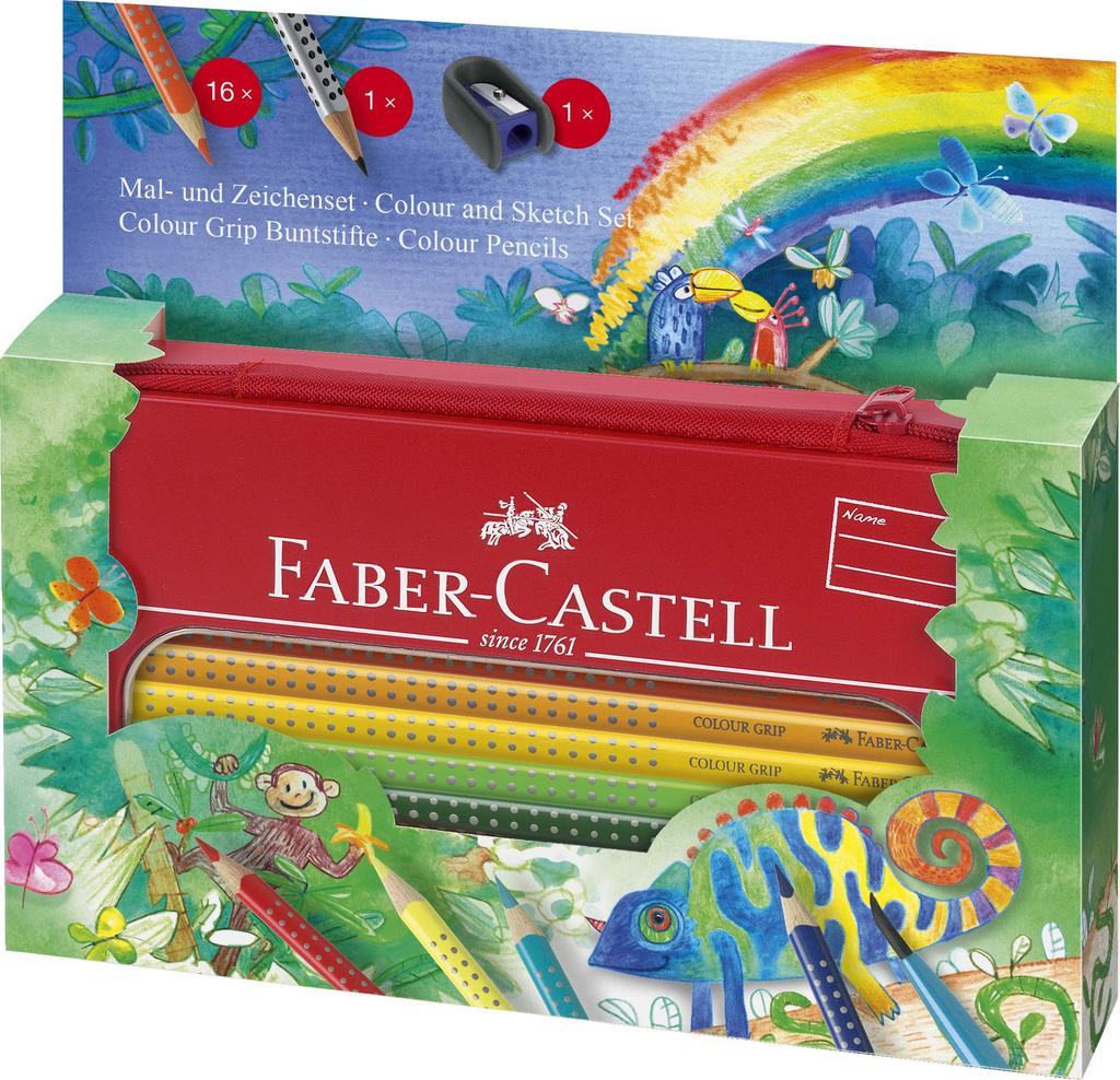 ColorGrip Watercolor Sketch 112452 Faber-Castell Pencils, 16-Color Set, Jungle,