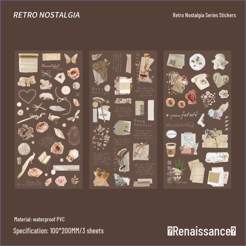American Retro Nostalgic Stickers: High-Grade Waterproof PVC for Creative Journaling & Kids' Packs