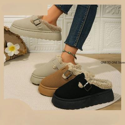 Fashion New Luxury Winter Women's Boken Shoes Plush Fashion Retro Bean Shoes Cotton Women's Flat Sole Slippers Platform Women Boots