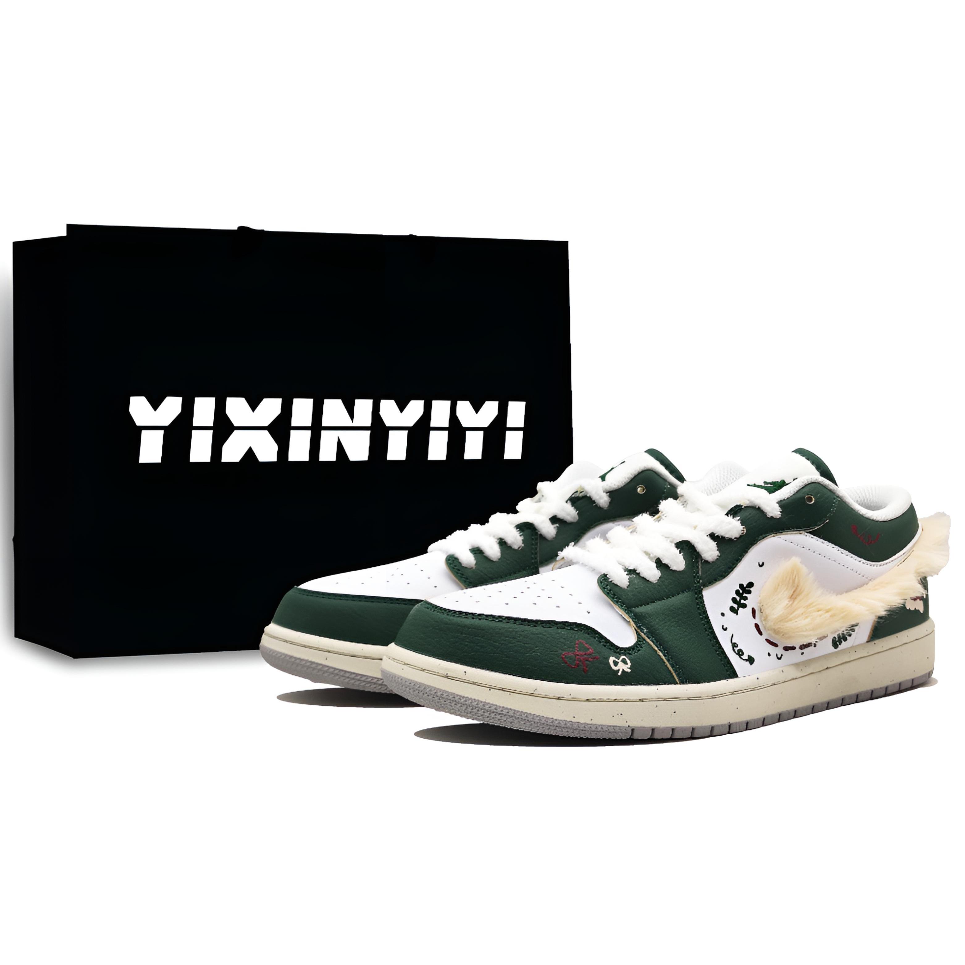 

Jordan Air Jordan 1 Low top Vintage Basketball Shoes Unisex Fir Green FQ7687-300(Team1353-) 38