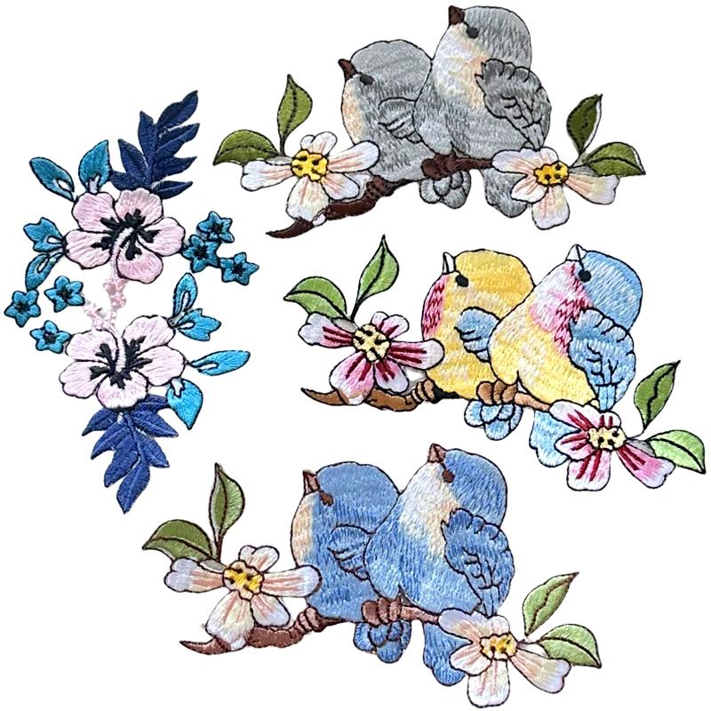 1Pc Bird Patch Cartoon Cloth Sticker DIY Clothing Decoration Faishon Flower Patch Embroidered Cheongsam Patch