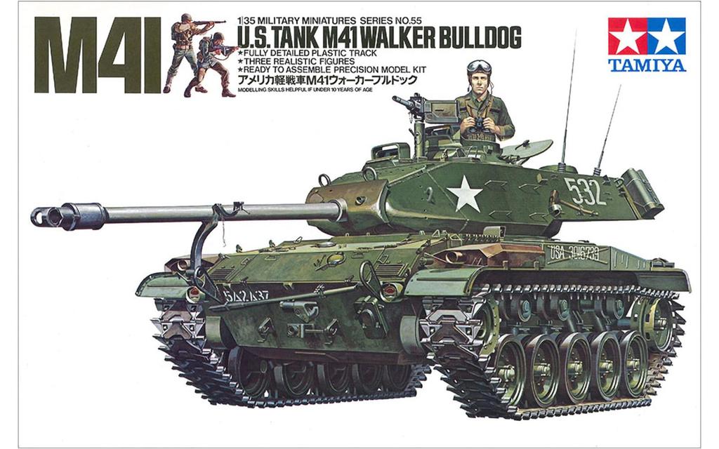 Tamiya 1/35 Military Miniature Series No. 55 U.S. Army Light Tank M41 Walker Bulldog Plastic Model 35055