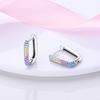 925 Silver U Shaped Inlay CZ Zircon Hoop Earrings Geometry Line Simple Women Girl Evening Party Brithday Gifts Jewelry