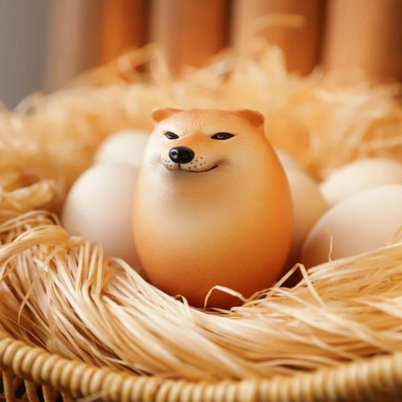 1Pcs Creative and Lifelike Egg Shaped PVC Tabletop Decoration Dog and Egg Alliance Decorations Fun Christmas Gifts