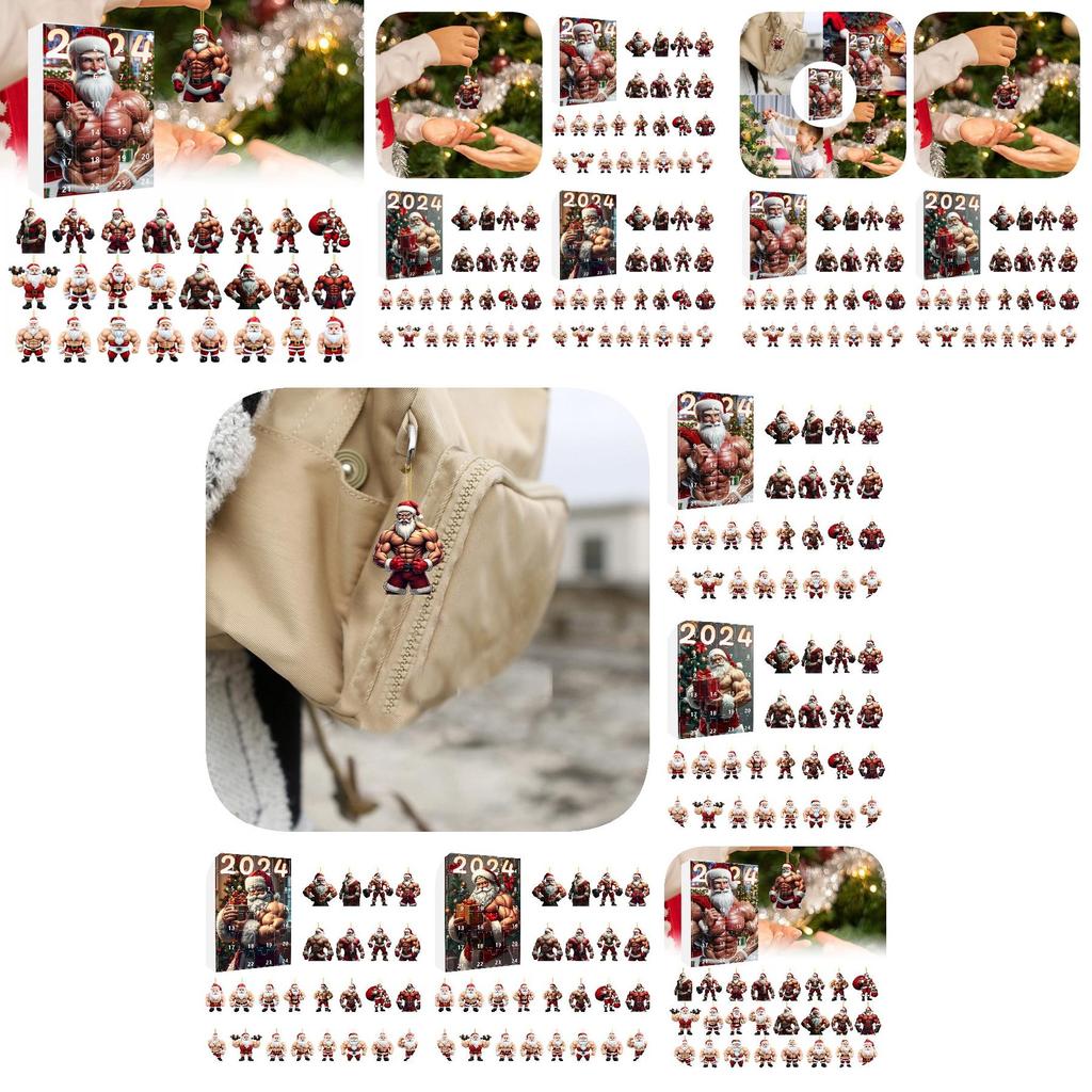 Unique Muscular Santa Claus Acrylic Christmas Ornament Mini Blind Box Set Ideal For Festive Decor