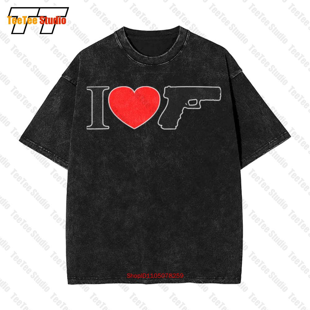 I Love Hand Guns Nd Amendment Gun Lover Vintage Oversized TShirt VEKO S